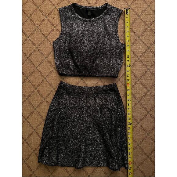 Design Lab black glitter elastic waist flowy skirt NWOT M - Picture 8 of 10